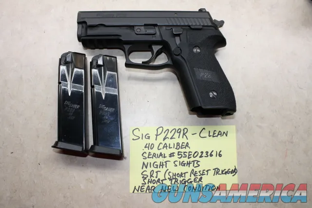Sig Sauer P229R .40 Caliber Pistol, 2 x Mags, Night Sights, SRT & Short Trigger CLEAN