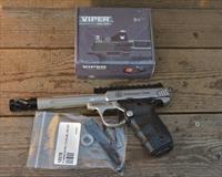 48 EASY PAY Smith & Wesson PERFORMANCE CENTER Target Pistol W OPTIC VORTEX VIPER RED DOT 22 LONG RIFLE CHEAP QUIET SOFT SHOOTING blowback design custom muzzle brake SW22 VICTORY 12079 Stainless steel Picatinny rail 22 polymer thumb safety Img-7