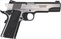 115 Easy PAY Colt 1911 Combat Elite Government Model  9mm Luger 5 Barrel 9 Rounds Ambidextrous Safety Novak Night Sights O1072CE G10 Grips Two Tone Stainless Steel Img-2