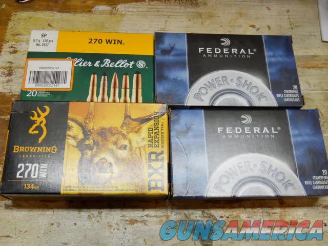 4 Boxes, 80 rounds .270 caliber rifle ammunition, NEW