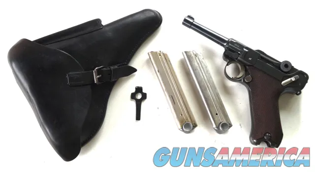 K DATE (1934) GERMAN LUGER RIG WITH 2 MATCHING # MAGAZINES