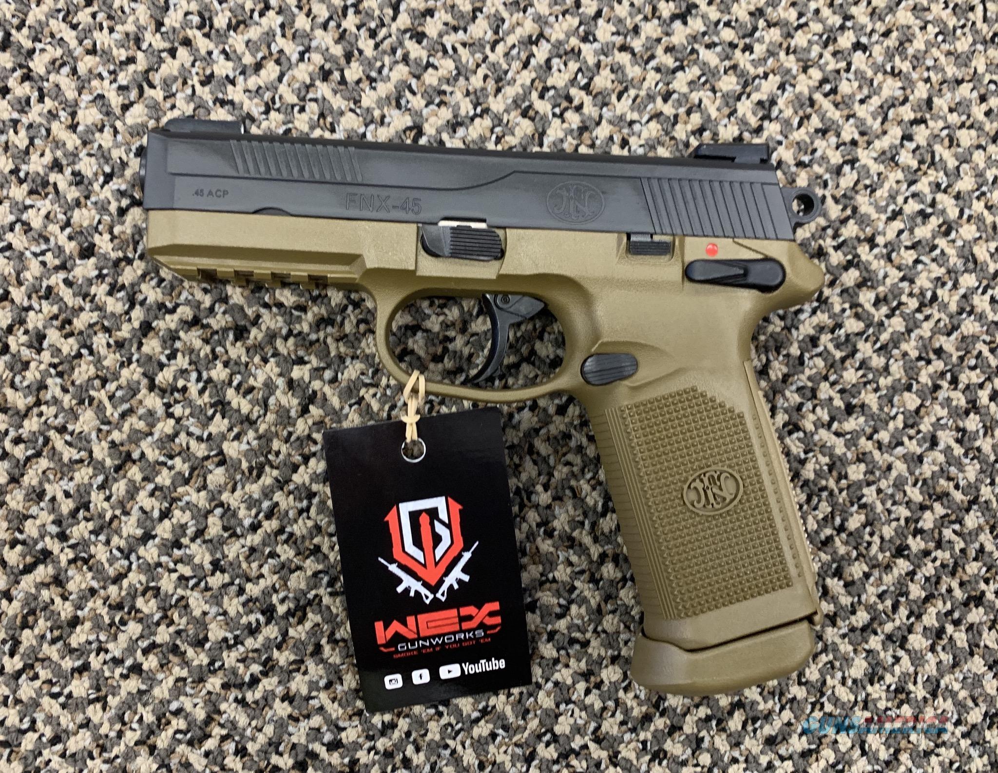FN FNX 45 .45 ACP FDE BLACK SLIDE TRUGLO TFX NIGHT SIGHTS NEW IN BOX