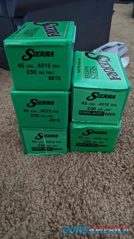 Sierra HT and FMJ 45 ACP 230gr Bullets