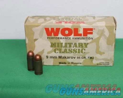 Wolf 9x18 makarov 95gr fmj 1000 rounds steel case  Img-2