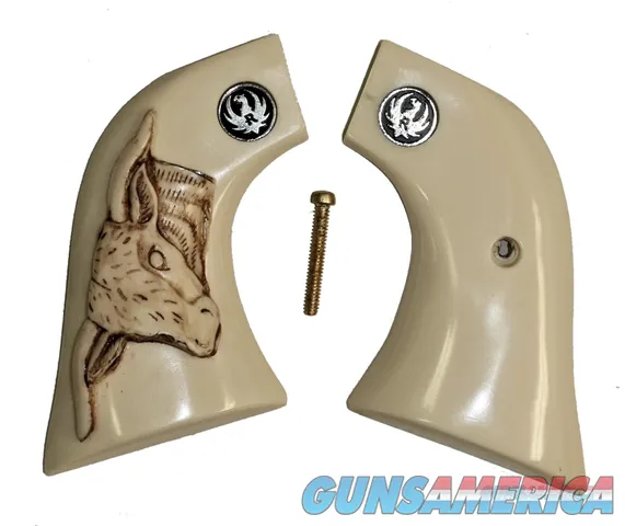 Ruger Wrangler .22 Revolver Ivory-Like Grips With Steer & Medallions