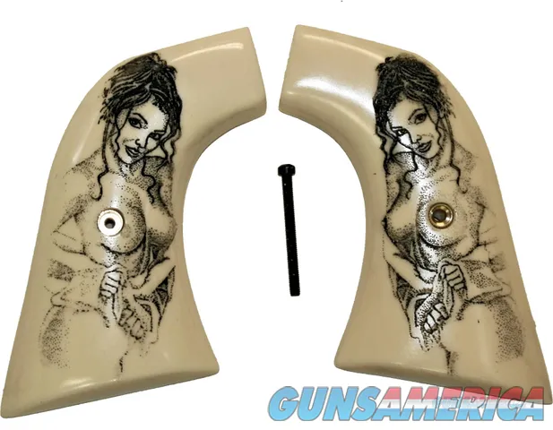 Ruger Super Blackhawk Ivory-Like Grips with Naked Lady