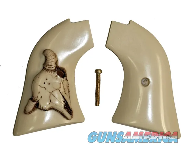 Heritage Rough Rider .22 Revolver Ivory-Like Grips With Relief Carved Bison Skull