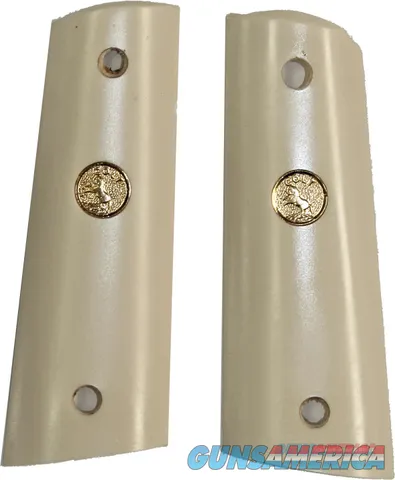 Colt 1911 Ivory-Like Grips, Smooth, Flat Bottom With Medallions