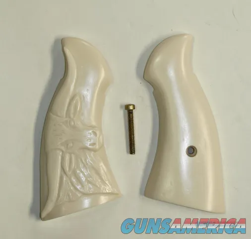 Smith & Wesson K & L Frame Ivory-Like Grips, Relief Carved Steer