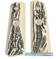 Colt 1911 or Colt Commander Stag-Like Grips With Medallions