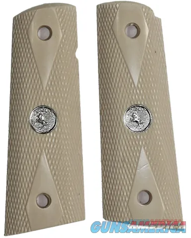 Colt 1911 Ivory-Like Grips, Checkered Double Diamond With Medallions