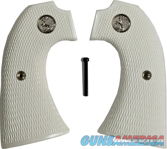 Colt Bisley SA Revolver Ivory-Like Grips, Checkered With Medallions