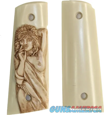 Colt 1911 Ivory-Like Grips, With Antiqued Relief Carved Semi-Nude