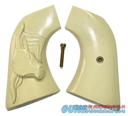 Ruger New Vaquero 2005 & 50th Anniv. Blackhawk .357 Ivory-Like Grips with Classic Steer Head