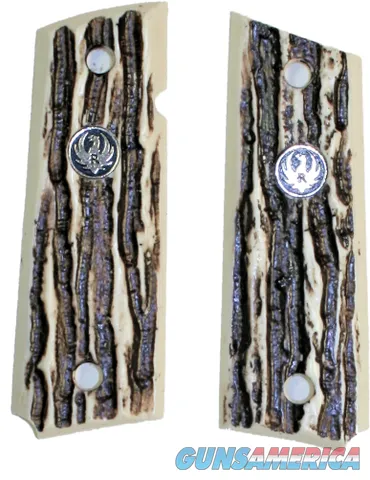 Ruger SR1911 Auto Imitation Jigged Bone Grips With Medallions