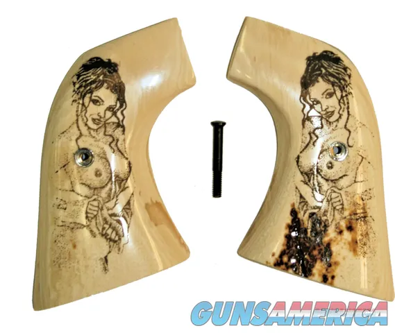 Ruger Vaquero XR3-Red Siberian Mammoth Ivory Grips With Naked Lady 