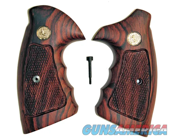 Colt Python Checkered Rosewood Grips With Medallions