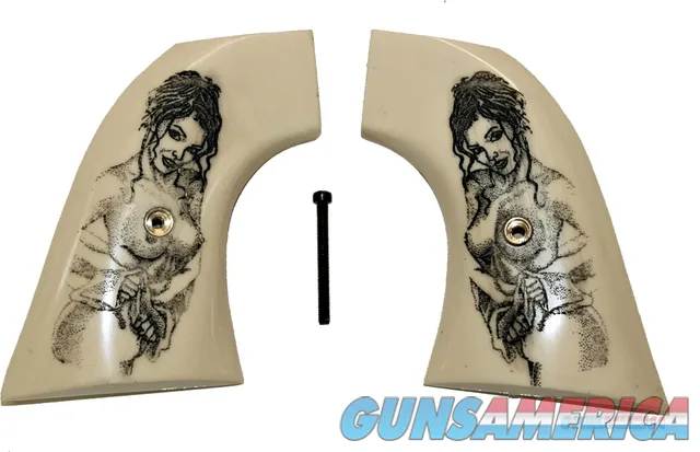 EMF1873 SA Great Western II Revolver Ivory-Like Grips With Naked Lady