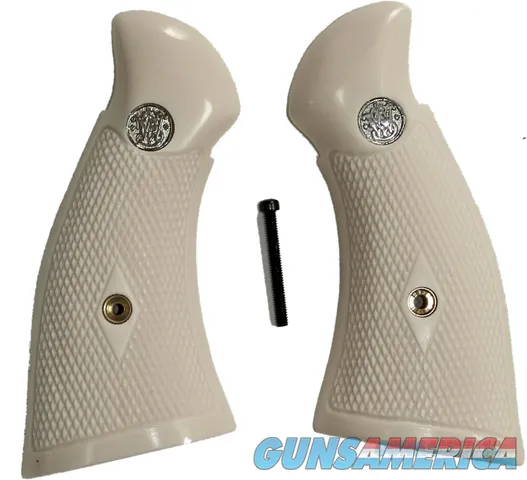 Smith & Wesson K & L Frame Ivory-Like Grips, Checkered, Square Butt