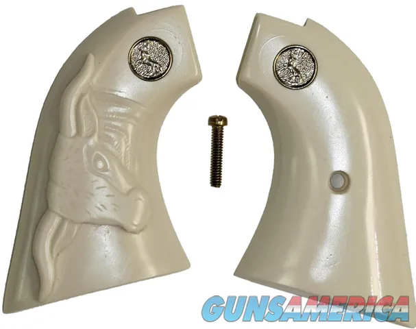 Colt Scout & Frontier Ivory-Like Grips With Steer & Medallions