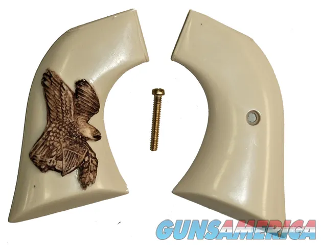 Ruger Vaquero XR3-Red Ivory-Like Grips, Relief Carved American Eagle