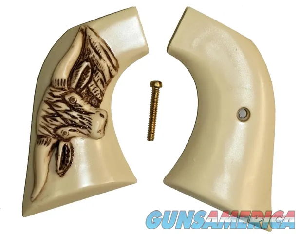 Ruger Vaquero XR3-Red Ivory-Like Grips, Antiqued Relief Carved Steer