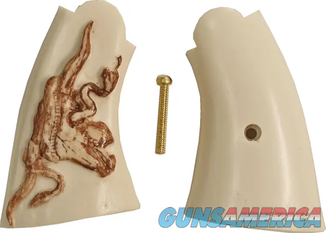 Smith & Wesson N Frame Ivory-Like Grips, Antiqued Steer & Snake