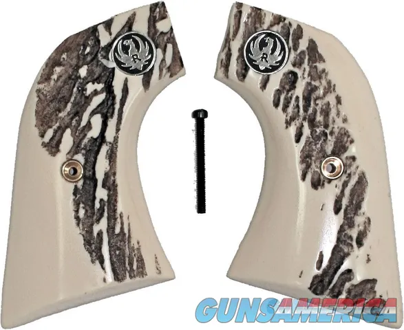 Ruger New Vaquero 2005 & 50th Anniv. Blackhawk .357 Stag-Like Grips With Medallions