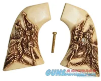 Colt SAA Ivory-Like Grips, 1st & 2nd Gen, Antiqued Relief Carved Eagle & Flag