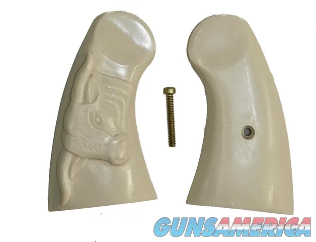 Colt 1917 New Service or Colt 1909 Revolver Ivory-Like Grips With Steer