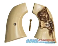 Colt SAA Ivory-Like Grips, 1st & 2nd Gen, Antiqued Relief Carved Longhorn