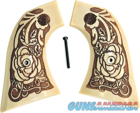Uberti Old Model P 1873 Ivory-Like Grips With Antiqued Relief Carved Rose