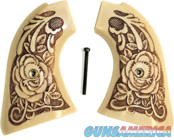 Colt Scout & Frontier SA Ivory-Like Grips, Antiqued Relief Carved Rose