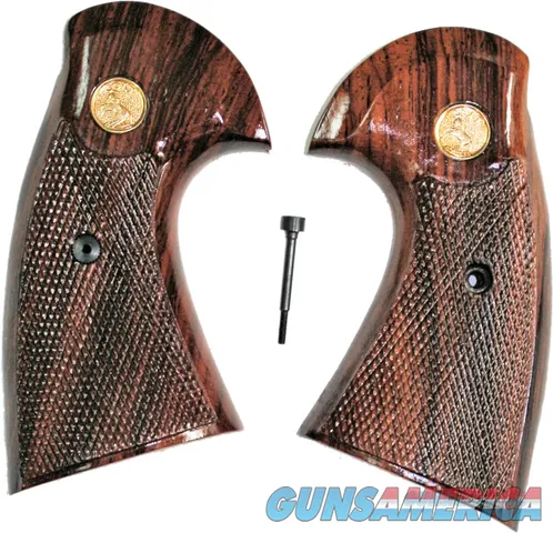 Colt Python 2nd Generation Rosewood Grips, Smiley Checkered Pattern