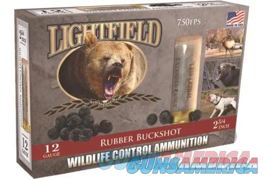 50 round Case Lightfield 2-3/4" 12ga 21-Pellet Rubber Buckshot Ammunition CWRB12 