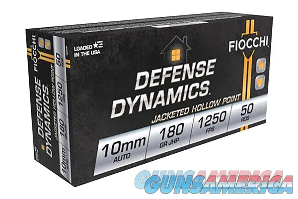 500 Round Case Fiocchi Defense Dynamics 10mm 180gr. JHP 1250fps Made in the USA