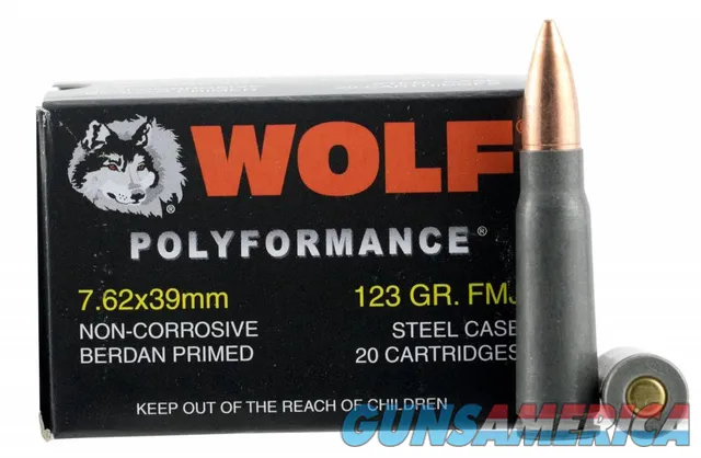 1000 Round Case Wolf 7.62x39 123gr. FMJ Ammunition 