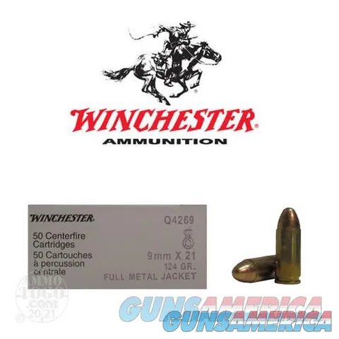 500 round Case Winchester 9x21 124gr. FMJ Ammunition Q4269 9x21mm