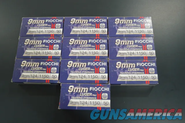 ON SALE! Fiocchi 9mm Ammo 500 Rounds 124gr