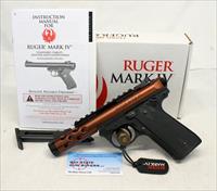 Ruger MKIV LITE 22/45 semi-automatic pistol  .22LR  Orange Slide BOX & MANUAL Img-1