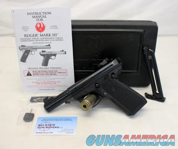 Ruger 22/45 MKIII semi-auto .22LR BULL BARREL Target Pistol Case Manual Mags