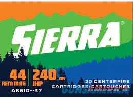 Sierra SIERRA SPORTS MASTER 44 REM MAGNUM 240 GRAIN JHP 20 ROUND BOX