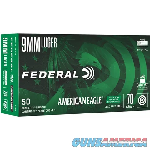 Federal FEDERAL 9MM LUGER 70 GRAIN LEAD FREE BULLET INDOOR RANGE TRAINING