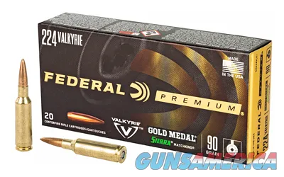 Federal/Speer FEDERAL PREMIUM 224 VALKYRIE 90 GRAIN GOLD MEDAL SIERRA MATCH KING 20 ROUND BOX