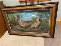 Antique Pheasant Taxidermy Diorama With Bubble Glass Enclosure