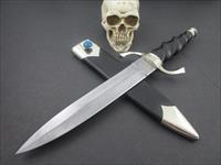 Jones Custom Knives Gorgeous Damascus Fancy Dagger with Turquoise Img-1