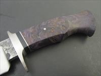 Mozolic Knives Hand Forged W2 Fighter / Bowie With Dyed Purple Maple Handle  Img-5