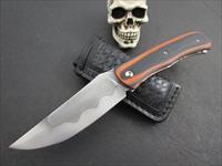 Mozolic Knives  Hand Forged W2 Front Flipper Folder With Custom Leather Sheath Img-1