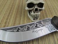 Russian Made Custom Handmade Wolf Etched Knife Img-2