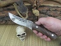 Russian Made Custom Handmade Wolf Etched Knife Img-4